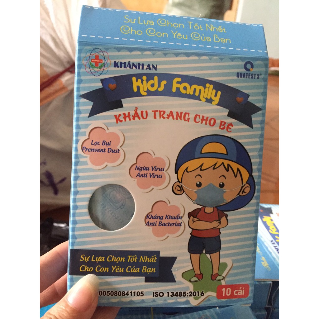 Khẩu trang em bé khánh an kháng khuẩn thiết kế 4D ôm trọn khuôn mặt -Nsafe