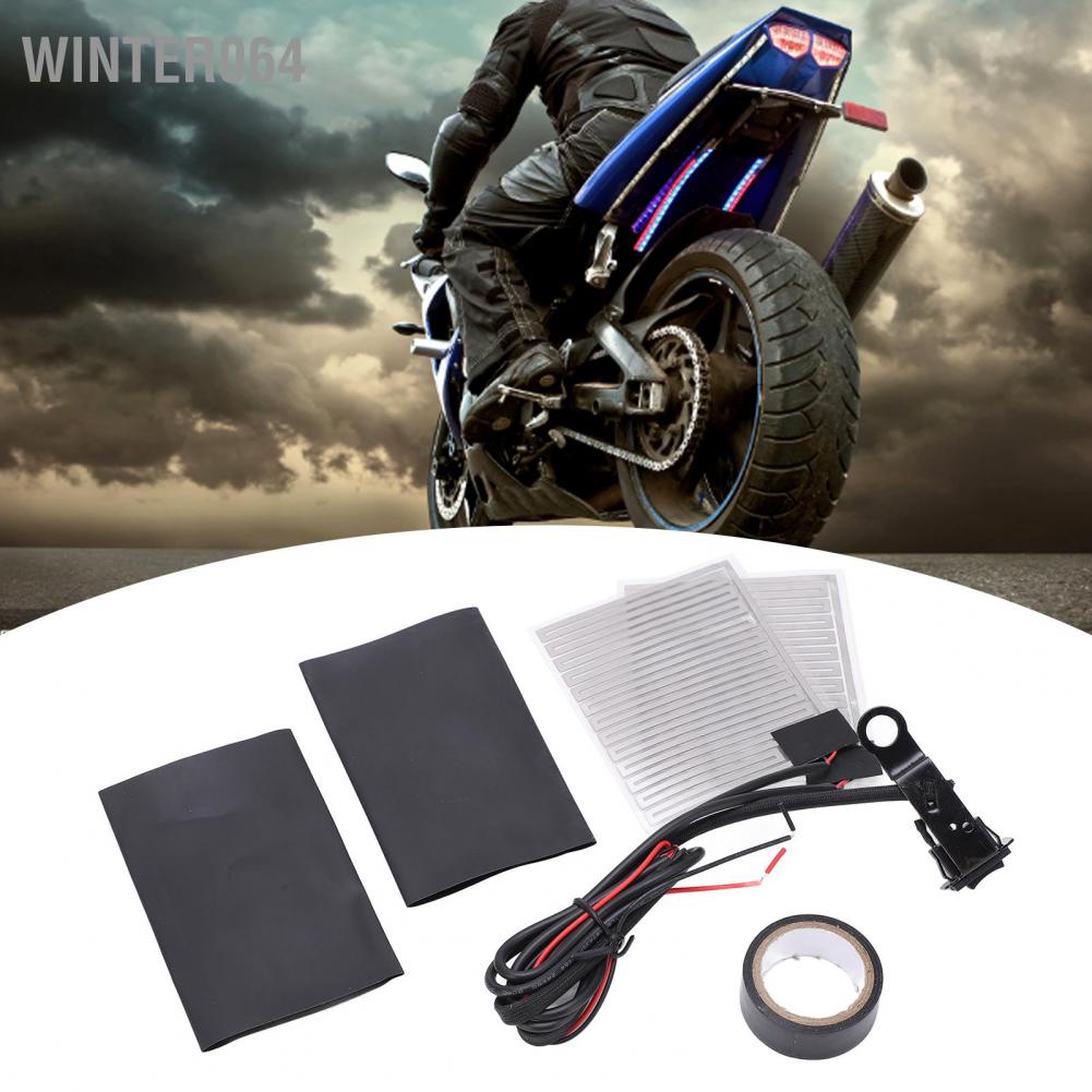 Winter064 12V Universal Motorcycle Heated Grip Pads 2‑Gear Black Handlebar Hand Warmers for Motorbikes