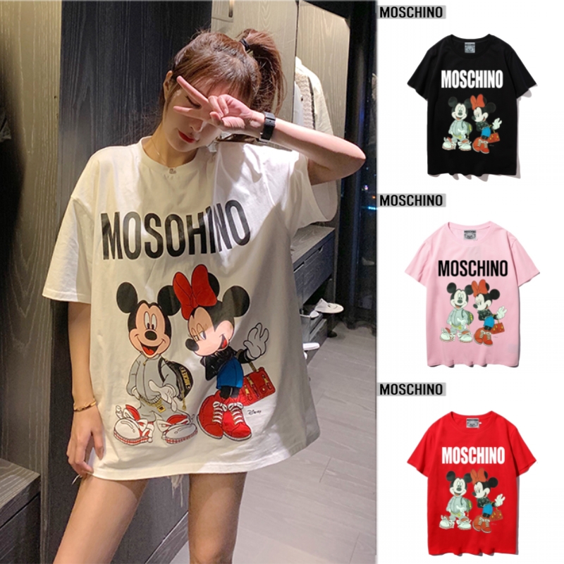 Áo thun ngắn tay cổ tròn in hình chuột Mickey đáng yêu dành cho cặp đôi
