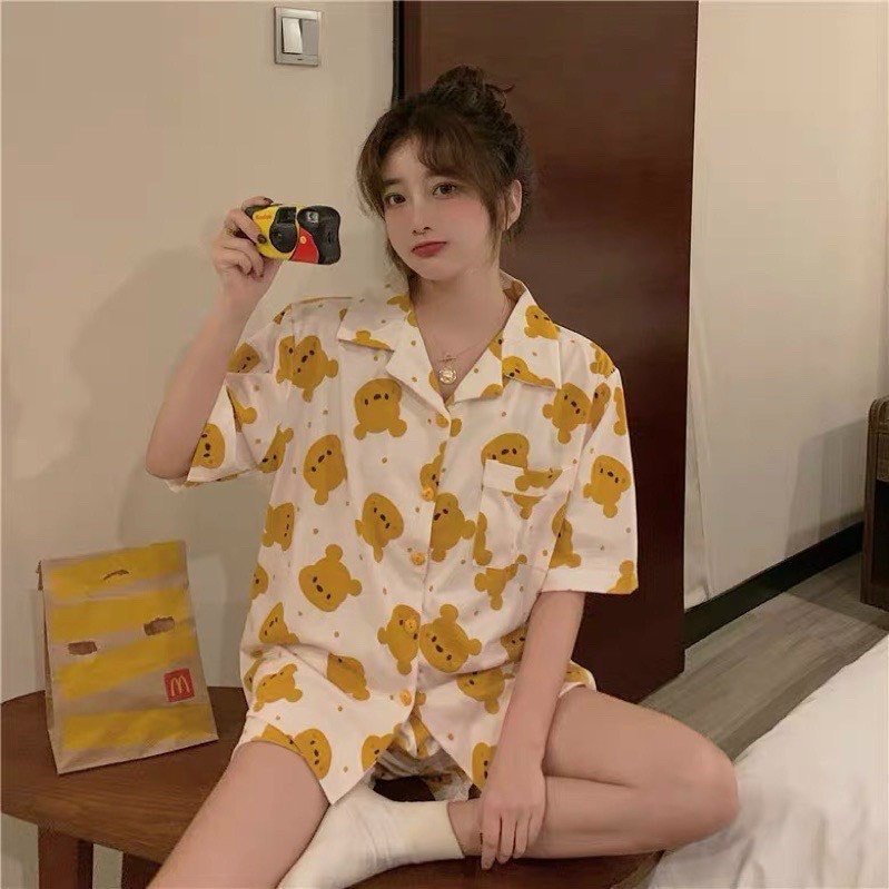 Đồ ngủ nữ pijama lụa đùi bộ mặc nhà dễ thương chất liệu Kate Thái thoáng mát VIZUKA
