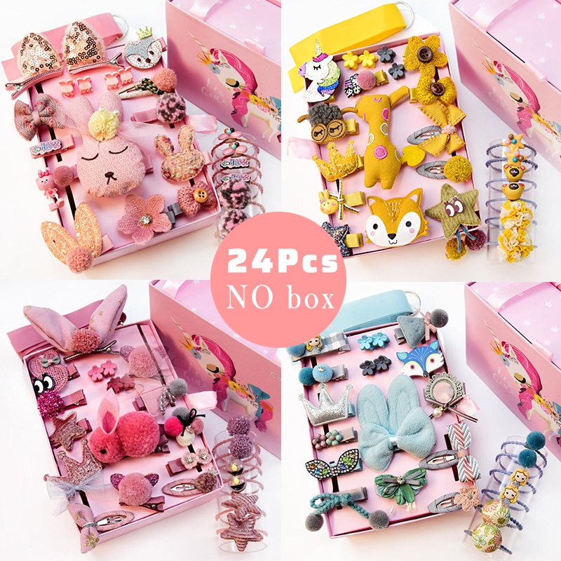 Set 24 Kẹp Tóc Hoạt Hình Xinh Xắn Dành Cho Bé Gái