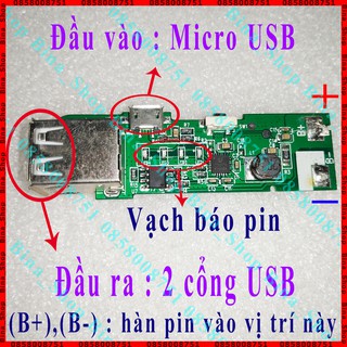 Mạch sạc dự phòng 5V2A 2 cổng USB cũ tháo box