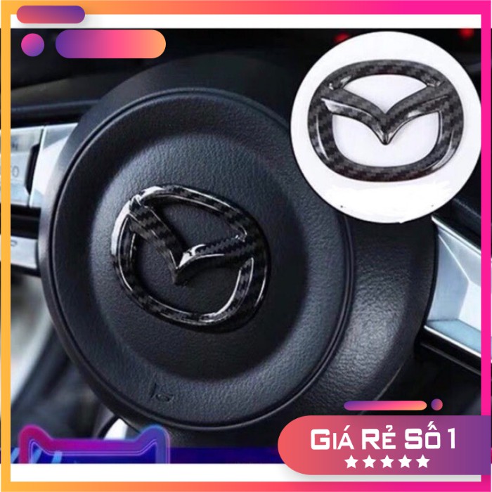 Ốp trang trí logo Cacbon trên vô lăng xe Mazda 3,6,CX5, CX8