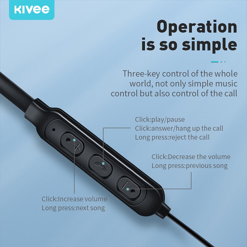 Kivee-TW63  Tai nghe bluetooth không dây Thể thao Có mic sử dụng đầy đủ chức năng nghe, gọi và chơi game