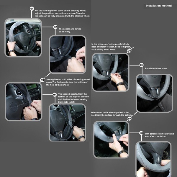 Vải Da Bọc Vô Lăng Xe Hơi 38CM DIY Mềm Mại Chống Trượt Với Chỉ May