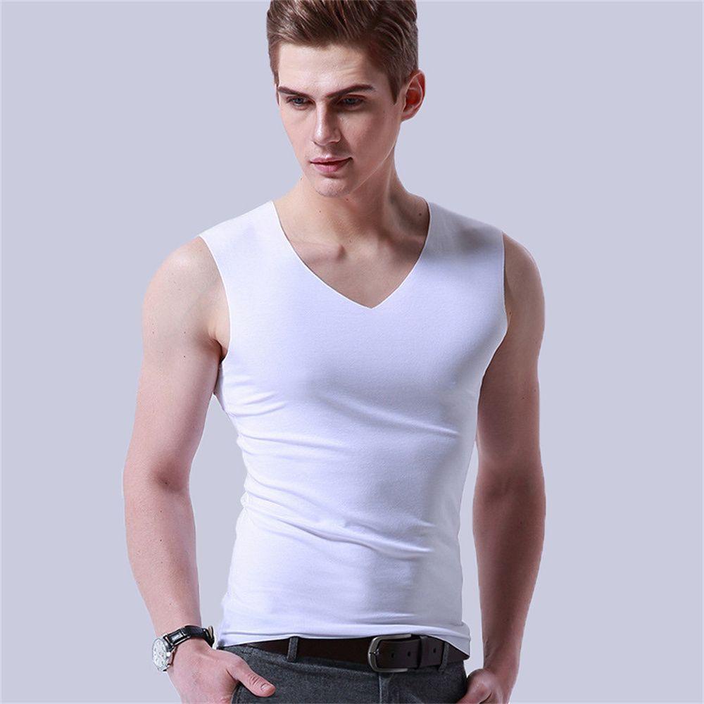 Áo Ba Lỗ Cổ Chữ V Màu Trơn Thời Trang Mùa Hè Cho Nam