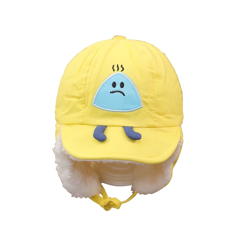 Mũ Len Lông Cừu Dày Dặn Chống Gió Giữ Ấm Tai Họa Tiết Hoạt Hình Dễ Thương Cho Bé Trai Và Gái