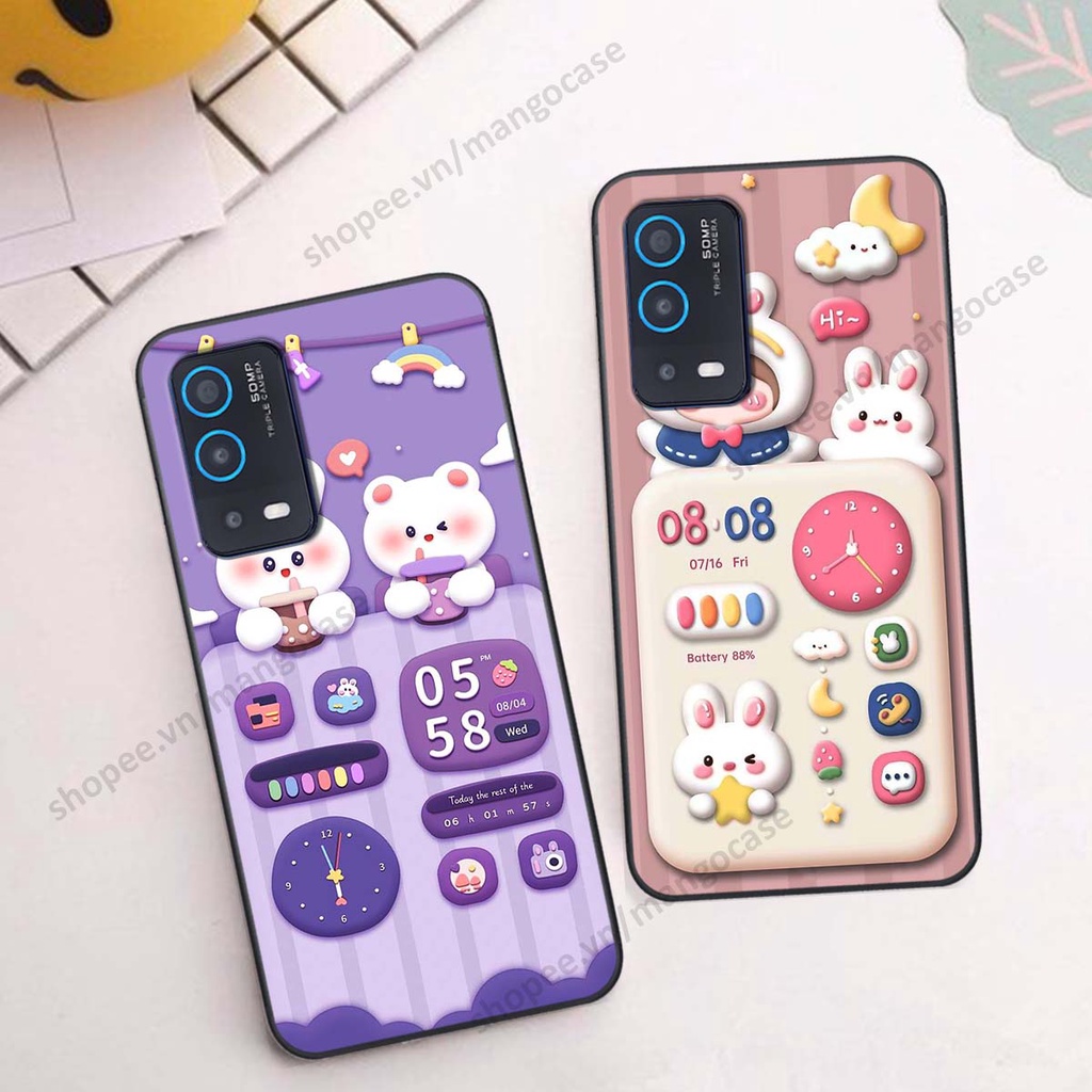 Ốp lưng Oppo A54 / A55 hình gấu, thỏ, đồng hồ cute dễ thương