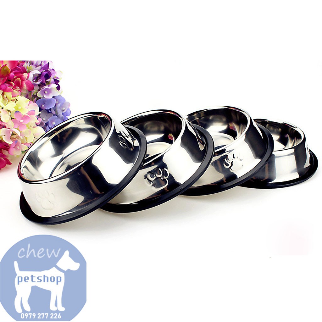 Bát inox chống trượt cho chó mèo _Phụ kiện chó mèo Chew Petshop