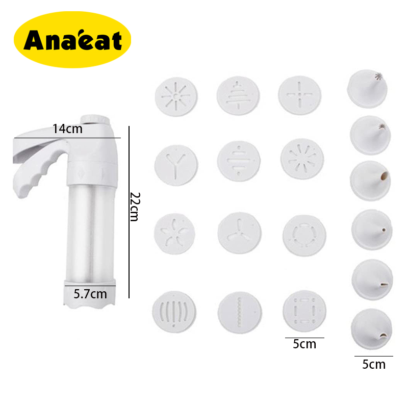 Set Ống Nhấn ANAEAT Tạo Hình Bánh Quy + 12 Khuôn Hoa + 6 Đầu Phun