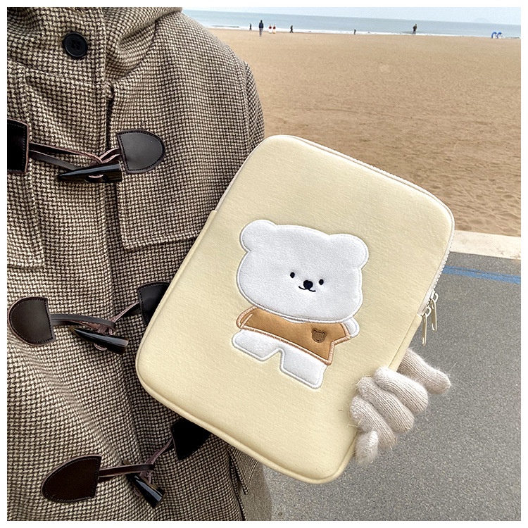 Túi đựng laptop/máy tính bảng 13 inch 15 inch 11 inch in hình gấu dễ thương phong cách hàn quốc