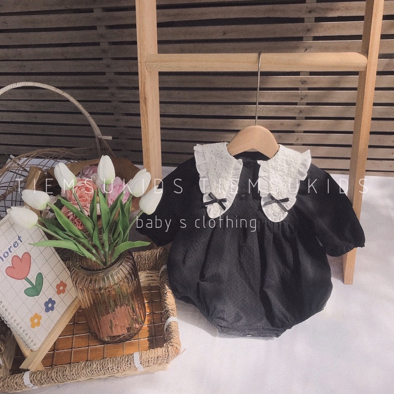 Suit dài tay phối cổ ren xinh xắn vải thô cho bé Tiệm Su Kids