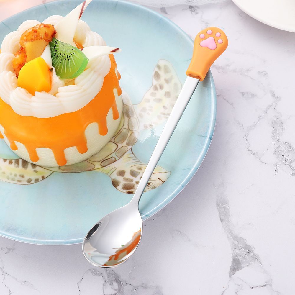 Epoch Muỗng Cà Phê / Trà / Ăn Tráng Miệng Hình Chân Mèo Bằng Thép Không Gỉ Dễ Thương