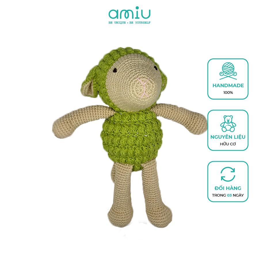 Gấu bông handmade từ len cao cấp - Chú Cừu màu xanh lá handmade - SP000210