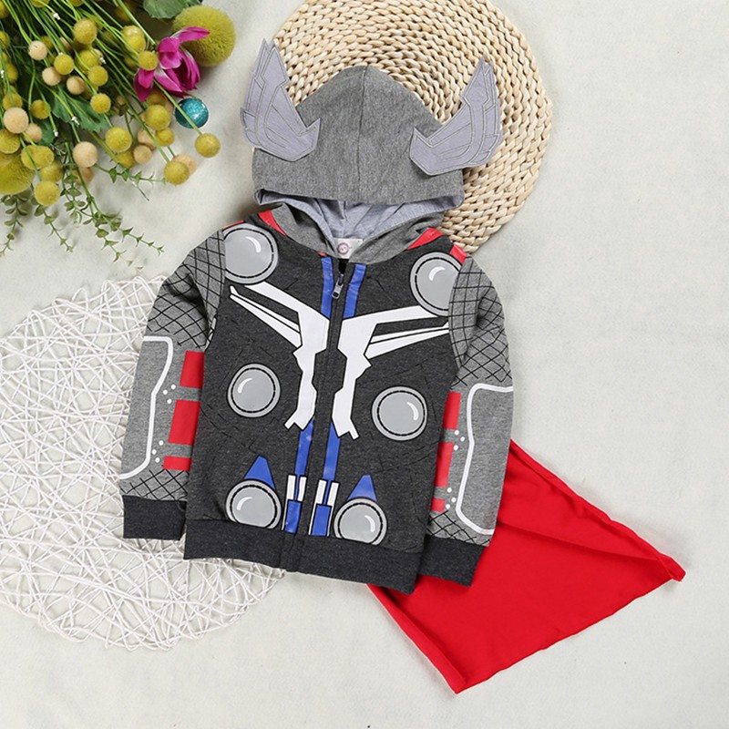 Áo hoodies có nón dài tay hóa trang siêu anh hùng cho bé trai