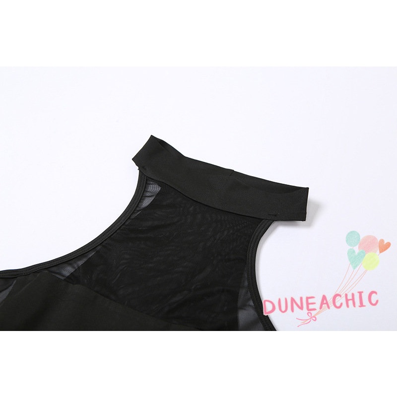 DUNEA Bộ Áo Liền Quần Cổ Tròn Gợi Cảm Kèm Găng Tay L0915