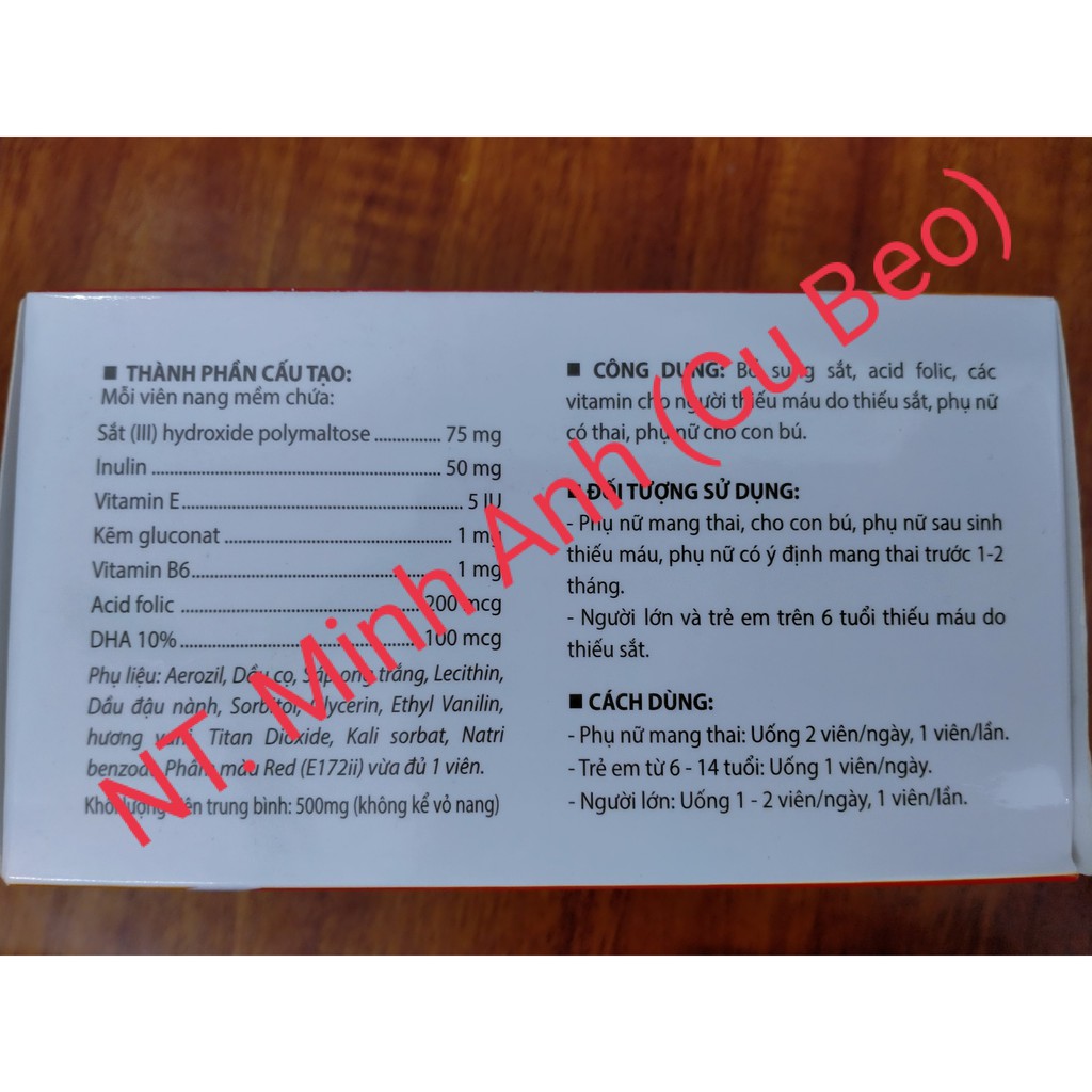 Viên uống bổ sung sắt Femalic GM- HÀNG CHÍNH HÃNG- Bổ sung sắt và acid folic cho người thiếu máu do sắt và PNCT
