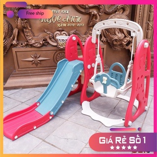 Combo cầu trượt xích đu Hải Cẩu, bản 2022 TẶNG KÈM BỘ BÓNG RỔ và cua phát nhạc chịu tải 100kg [BẢO HÀNH 24 THÁNG]