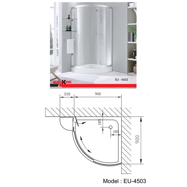 BỒN TẮM ĐỨNG VÁCH KÍNH EUROKING EU-4407 - KÍNH CƯỜNG LỰC - BẢO HÀNH 3 năm