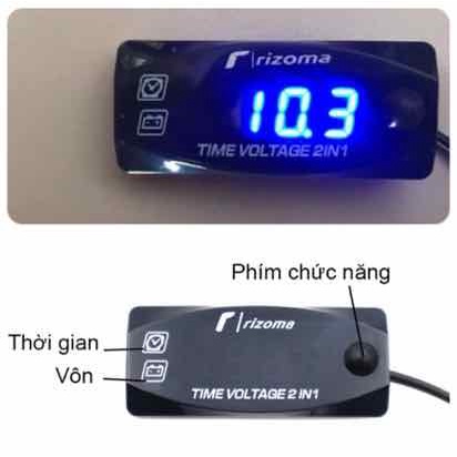 Đồng hồ báo volt bình cho xe máy 2 chế độ hiển thị Time + Volt