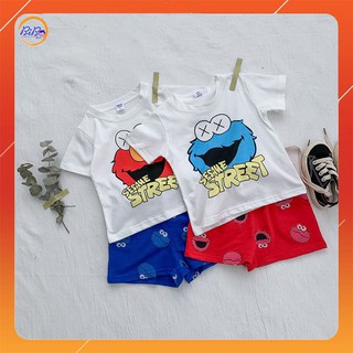 Bộ Cộc Tay Bé Trai Bé Gái Hàn Quốc, Bộ Thun Trẻ Em Hình Mặt Cười Size 8-20kg Chất Cotton BiBo Store