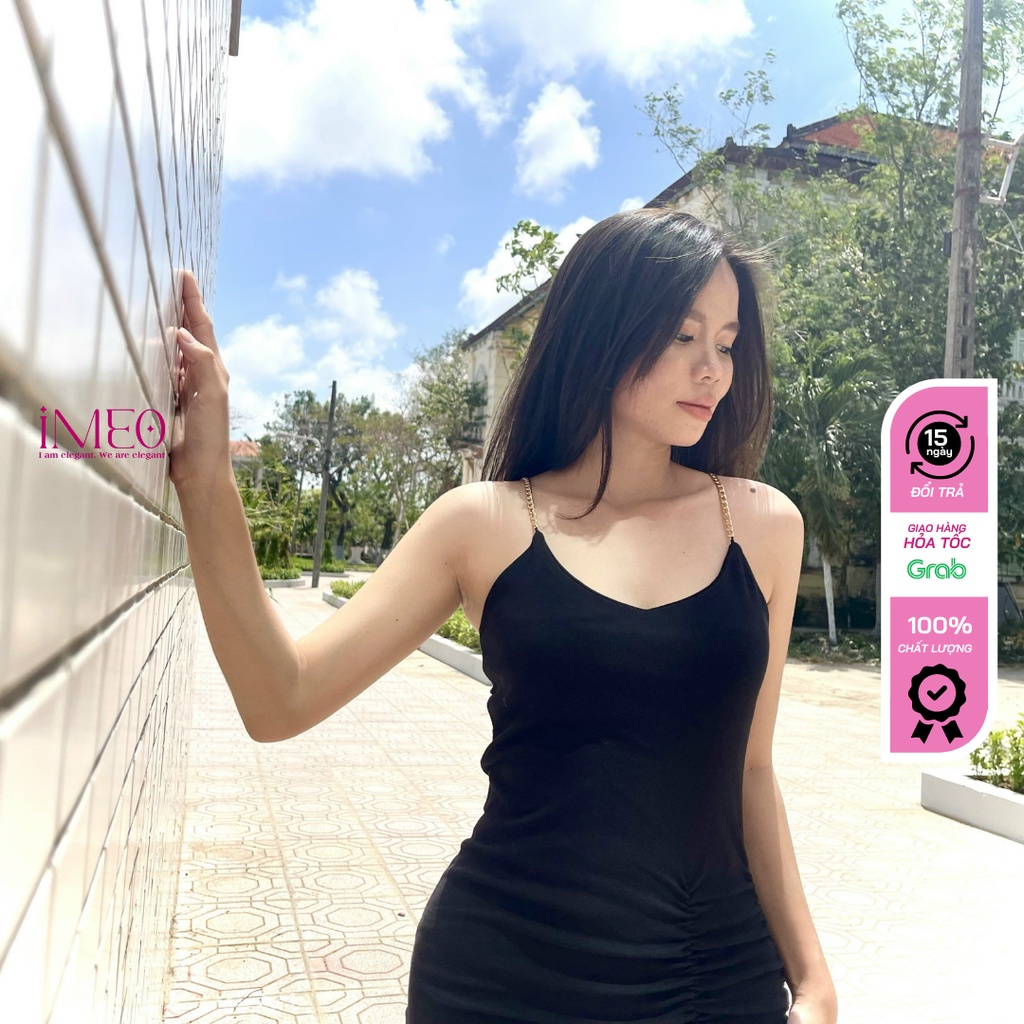 Đầm body đầm dây xích IMEO đầm xẻ tà vải thun borip dày dặn mịn đẹp ảnh thật