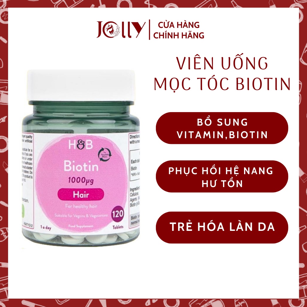 Viên Uống Mọc Tóc Biotin 1000MG H&B Dạng Viên Thuốc Mọc Tóc 120 Viên Anh Quốc - Hàng Chính Hãng
