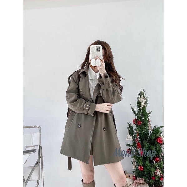 Áo Mangto dáng dài 4 nút kèm dây thắt eo chất dày mịn đứng phom 2 lớp hàng đẹp Ảnh thật/ sẵn