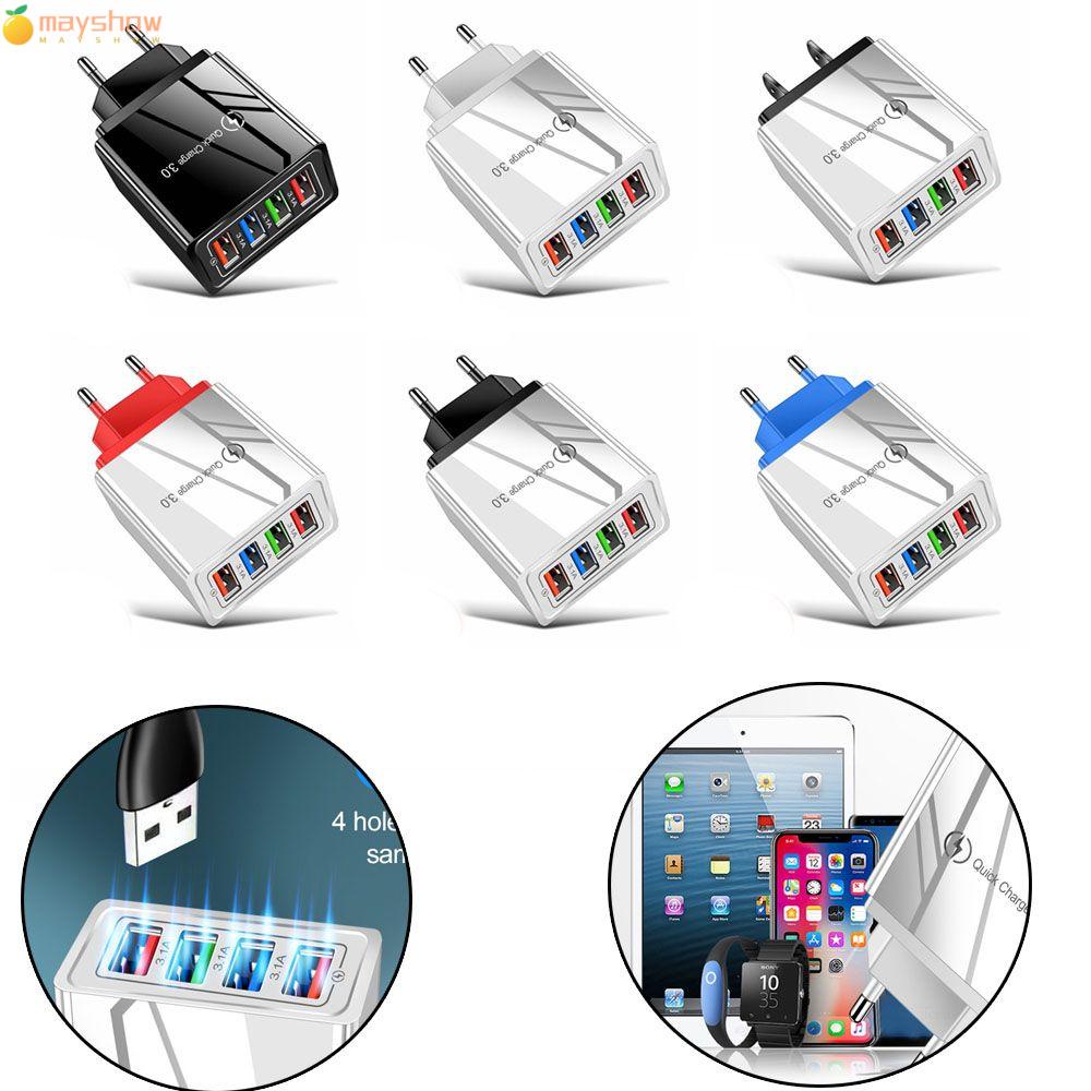 Củ sạc nhanh 3A 4 cổng USB phích cắm EU/ US dành cho điện thoại/ máy tính bảng