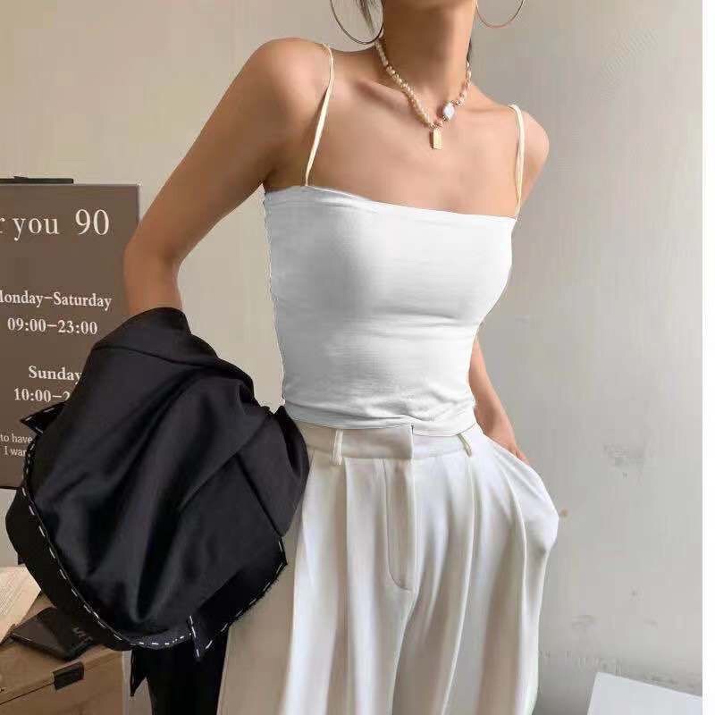Áo 2 dây cotton kèm đệm ngực chất siêu mềm mịn