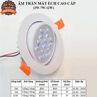 ĐÈN LED ÂM TRẦN MẮT ẾCH, MẮT TRÂU CHIẾU ĐIỂM 3W 7W 12W (LOẠI CAO CẤP)