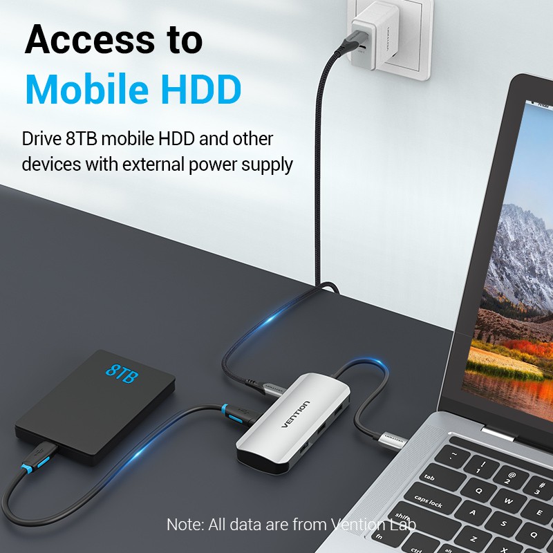 Bộ Hub USB VENTION 5 Trong 1 Chuyển Đổi Type C Sang USB 3.0/Micro B Dành Cho Máy Tính Xách Tay