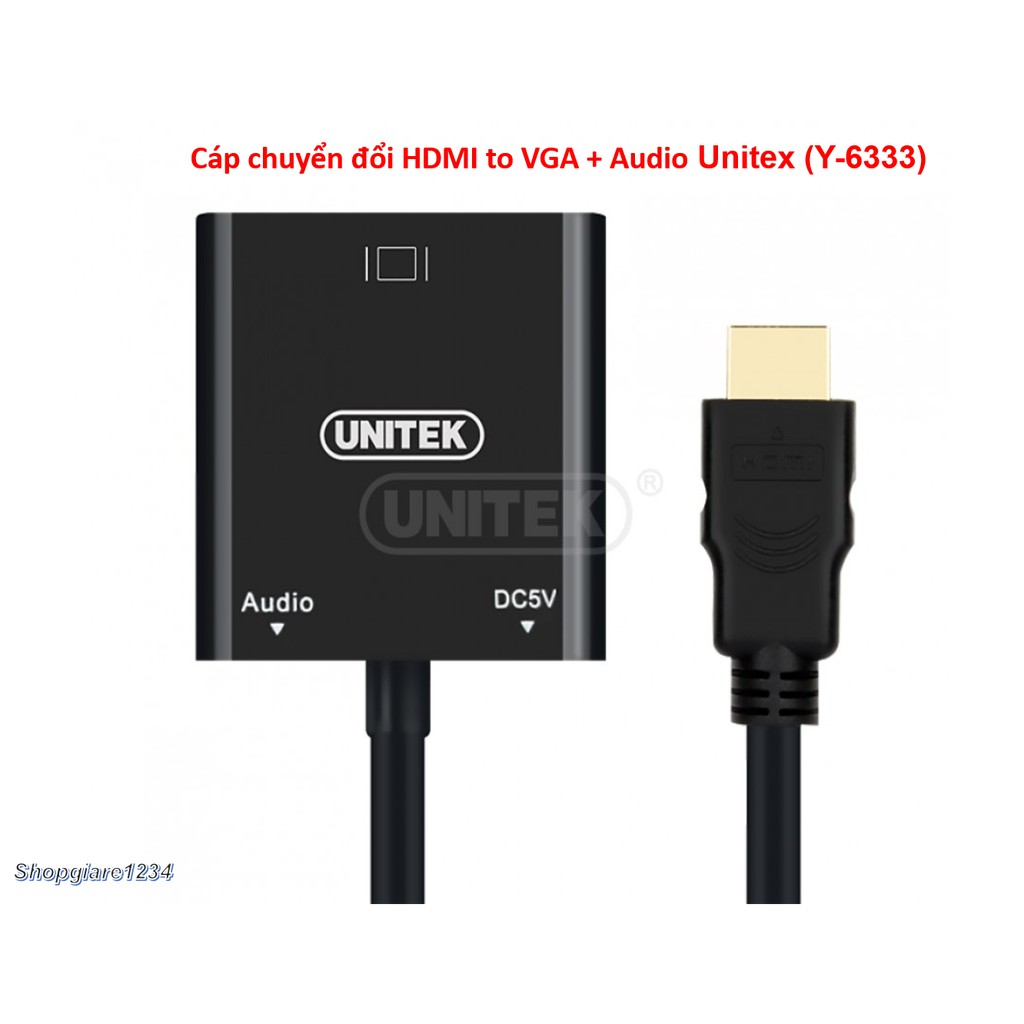 [Mã ELHACE giảm 4% đơn 300K] Cáp HDMI to VGA + Audio Unitek (Y6333) - Cáp Unitek Y6333 HÀNG CHÍNH HÃNG BH 12 THÁNG