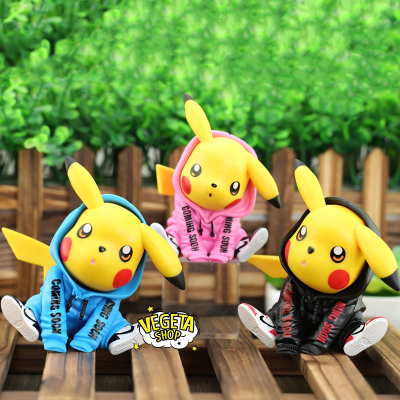 Mô hình Pikachu - Pikachu mặc áo Hoodie phong cách thời trang ngồi thời thượng dễ thương - Cao khoảng 12cm