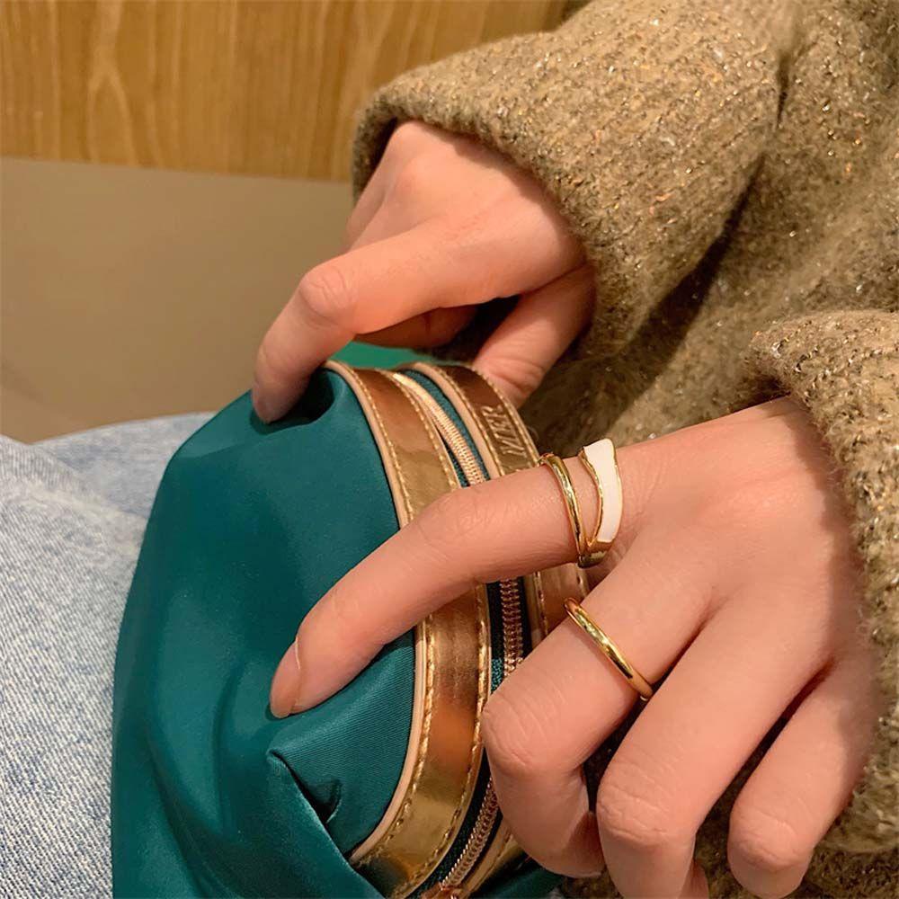 Bộ Nhẫn Hở Hai Tầng Ánh Sáng Sang Trọng Thích Hợp Làm Quà Tặng Valentine