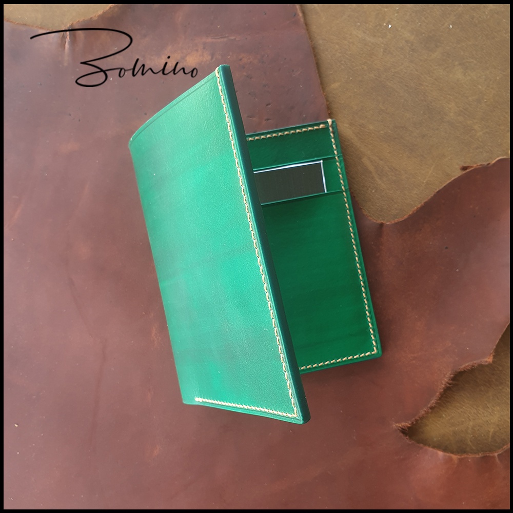 Ví da nam màu xanh lá cây dáng đứng chất liệu da bò thật mã VZM02