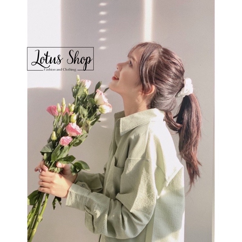 Set áo sơ mi xanh thắt nơ hông + quần trắng mẫu chị Linh Ngọc Đàm