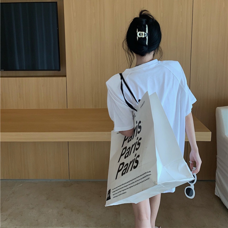 Áo Kiểu Tay Ngắn Cổ Chữ V Form Rộng Kiểu Dáng Đơn Giản