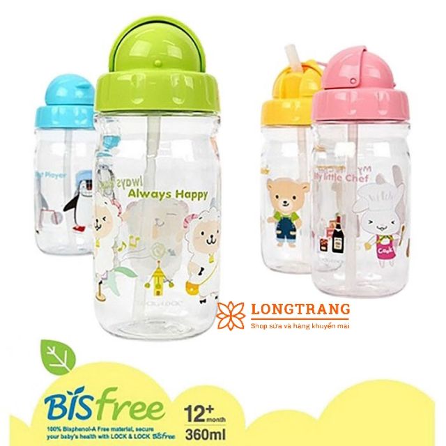 Bình nước có ống hút 360ml cho bé