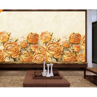 Tranh dán tường Tranh phong thủy hoa mẫu đơn phú quí, tranh dán tường 3d hiện đại (tích hợp sẵn keo) MS632596