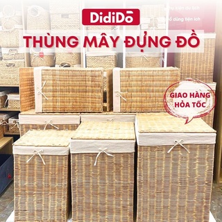 Thùng đựng đồ giặt mây kèm vải lót