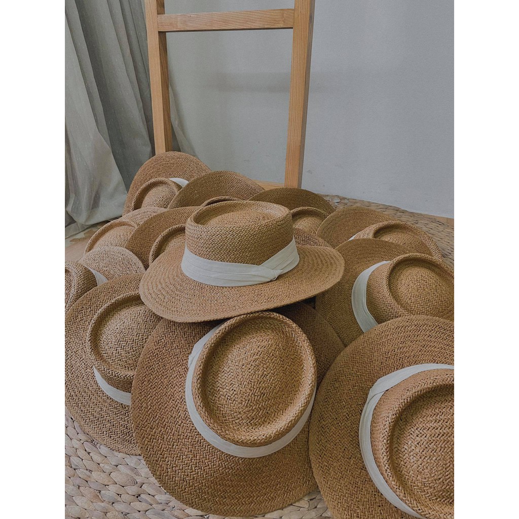 Mũ cói gaucho form đẹp loại 1 có dây điều chỉnh (Ảnh thật)