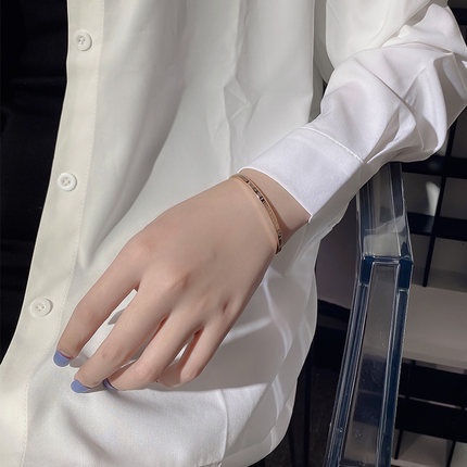 Vòng tay titan đôi nam nữ không gỉ lắc tay bạc thiết kế đơn giản thanh lịch vòng tay đôi trang sức titan cao cấp