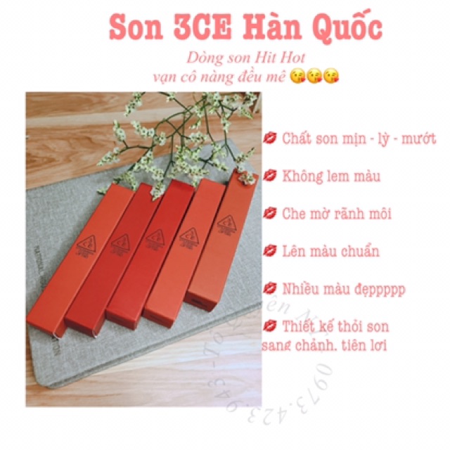 SON 3CE nắp vuông chính hãng Sale giá vốn