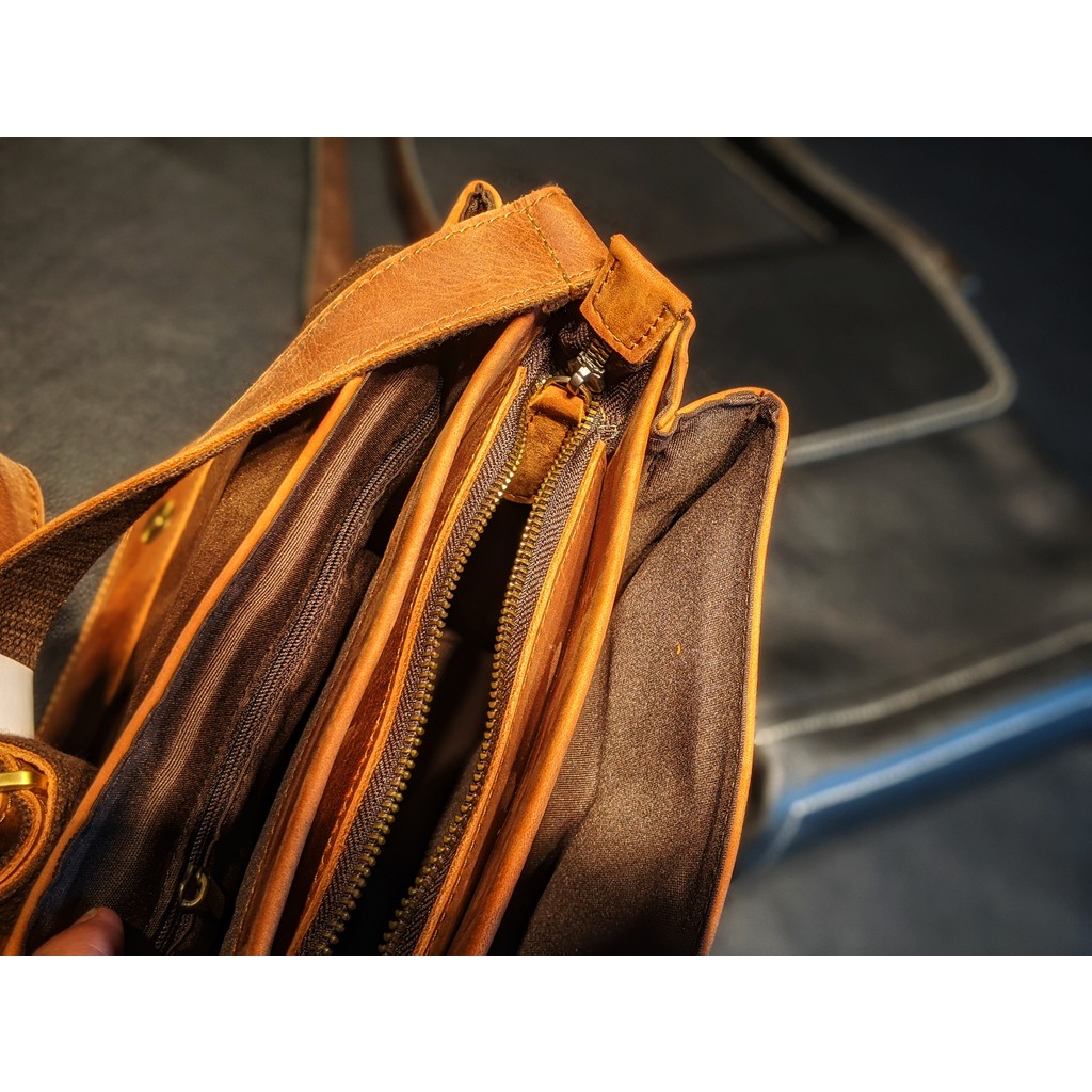 Túi Đeo Chéo Da Bò Mill Đen, Nâu Cao Cấp - DA THẬT 100% & BẢO HÀNH 2 NĂM