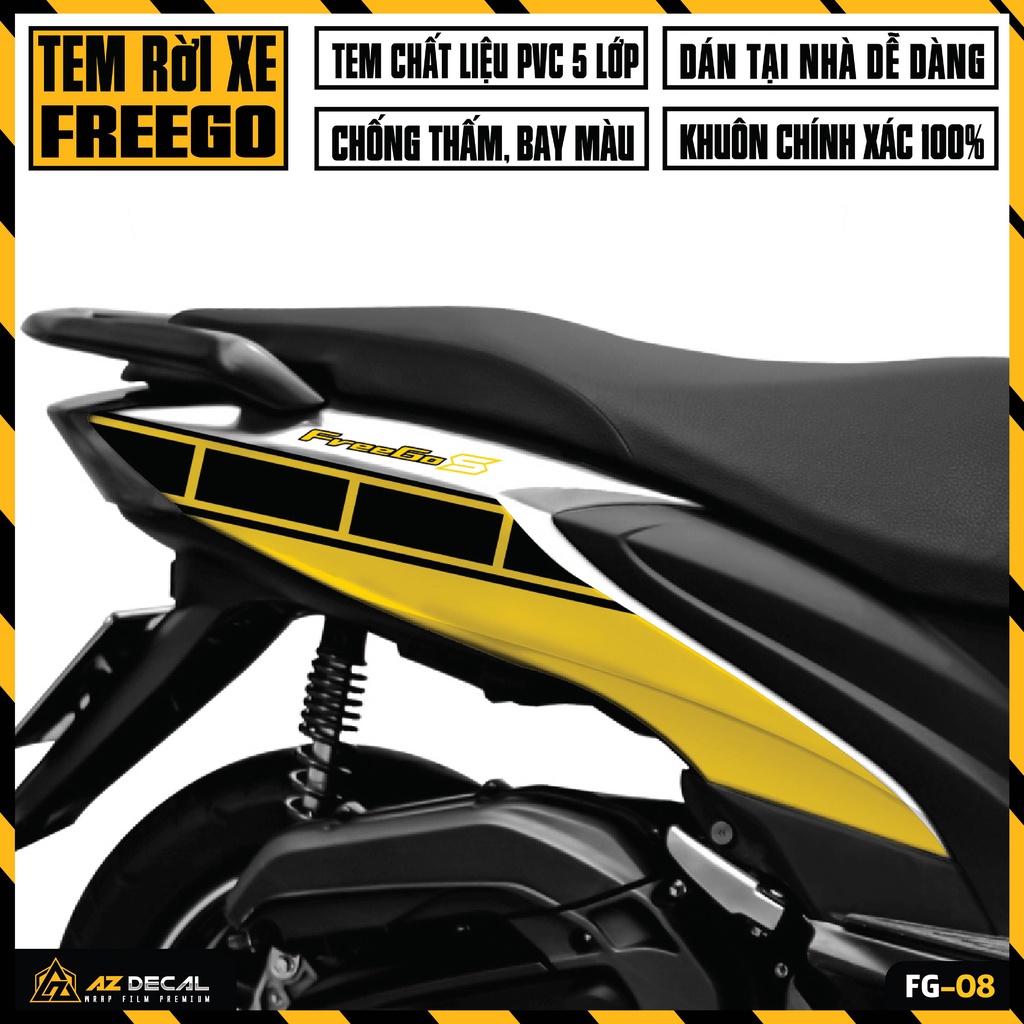 Tem Xe FreeGo 125 / S Đẹp Mẫu Kỷ Niệm 60 Năm Yamaha | FG-08 | Decal Rời Dễ Dán, Chống Nước, Chống Phai Màu