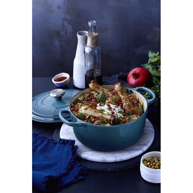 SIÊU PHẨM NỒI GANG LECREUSET 20cm màu Xanh Blue Marseille CAO CẤP Sản xuất tại Pháp