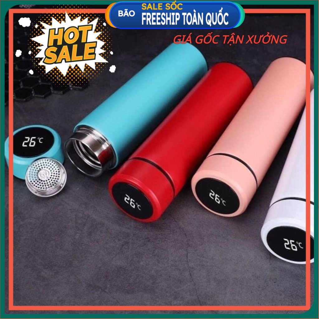 [Freeshipxtra] Bình giữ nhiệt ly giữ nhiệt nắp cảm ứng hiển thị nhiệt độ inox 304 dung tích 500ml .