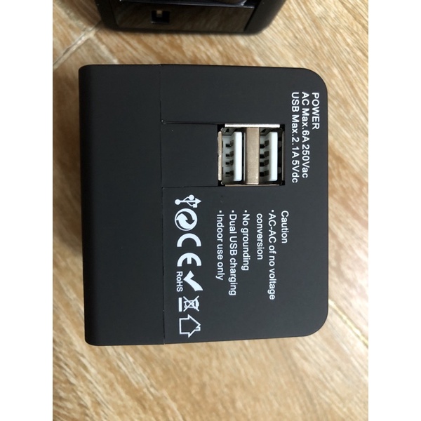 Ổ Cắm Điện Đa Năng Quốc Tế Kèm 2 Cổng USB 2.1A, Ổ Cắm Điện Đa Năng Du Lịch