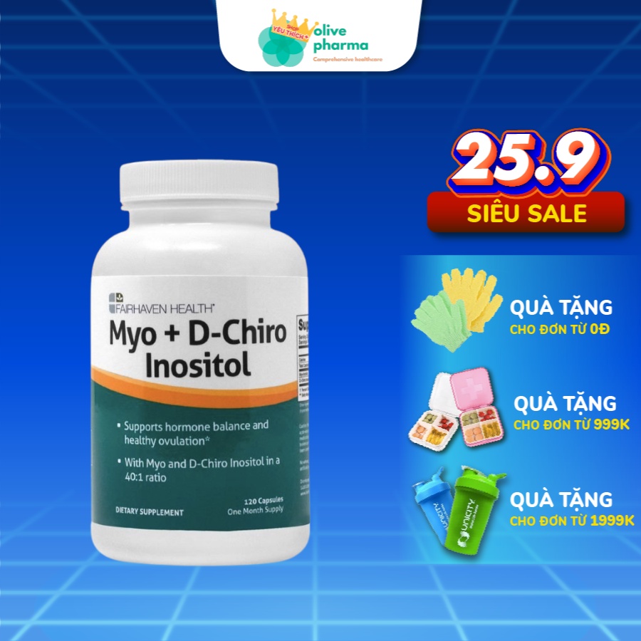 Viên Uống Fairhaven Health MYO Inositol Giúp Phát Triển Tế Bào Cơ Thể lọ 120 viên